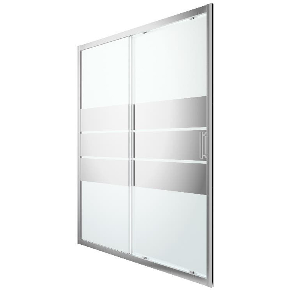 Usa dus glisanta GOODHOME Beloya, aluminiu, sticla oglinda, 160 x 195 cm, profil crom