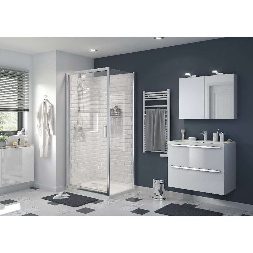 Paravan dus GOODHOME Beloya, aluminiu, sticla securizata 8mm, 70 x 195 cm, profil crom