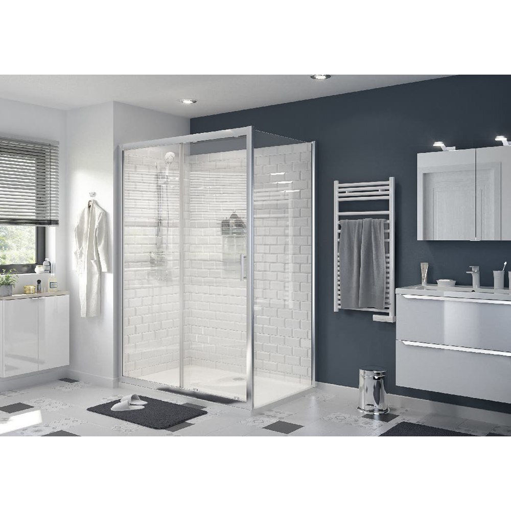 Paravan dus GOODHOME Beloya, aluminiu, sticla securizata 8mm, 90 x 195 cm, profil crom