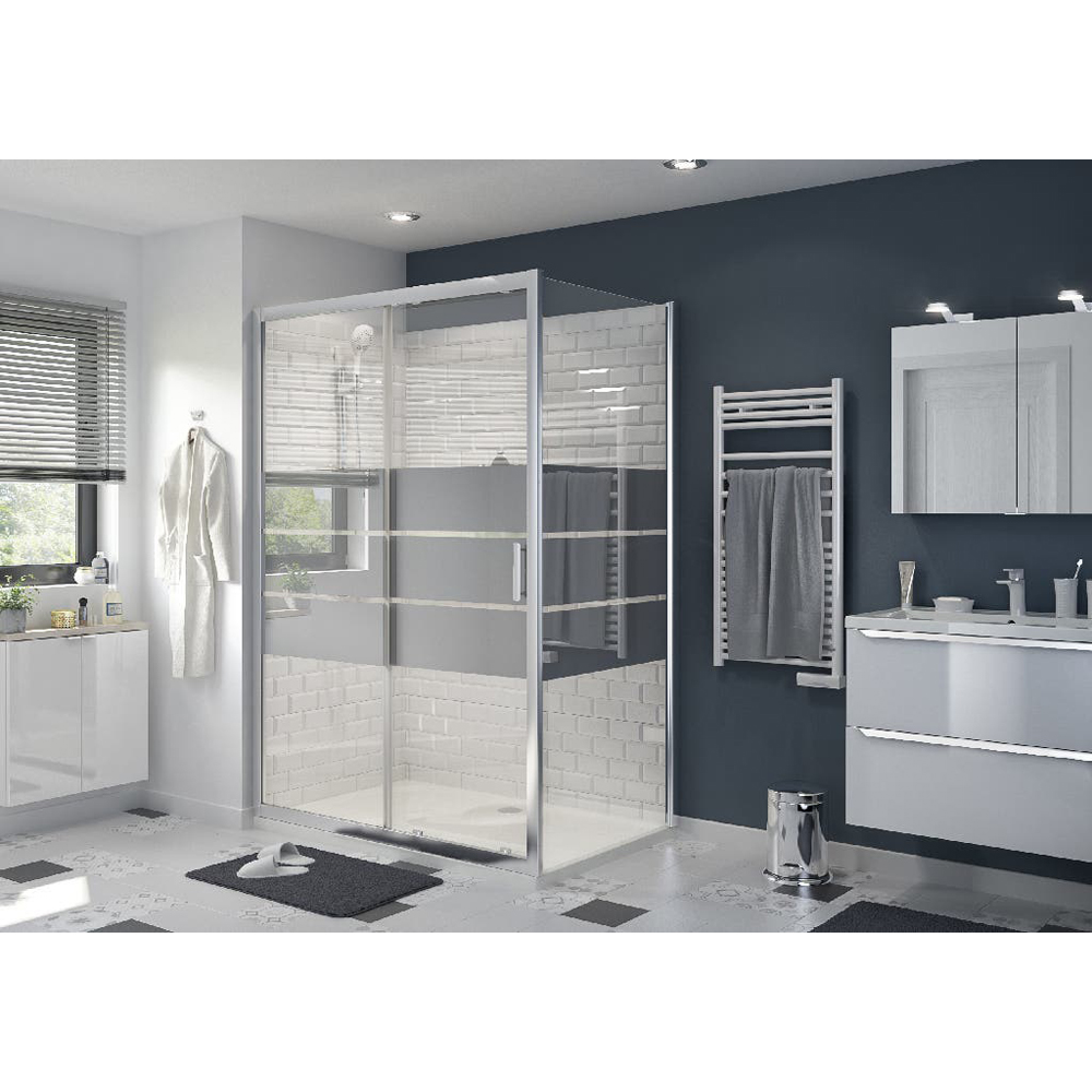 Paravan dus GOODHOME Beloya, aluminiu, sticla securizata 8mm, 90 x 195 cm, profil crom