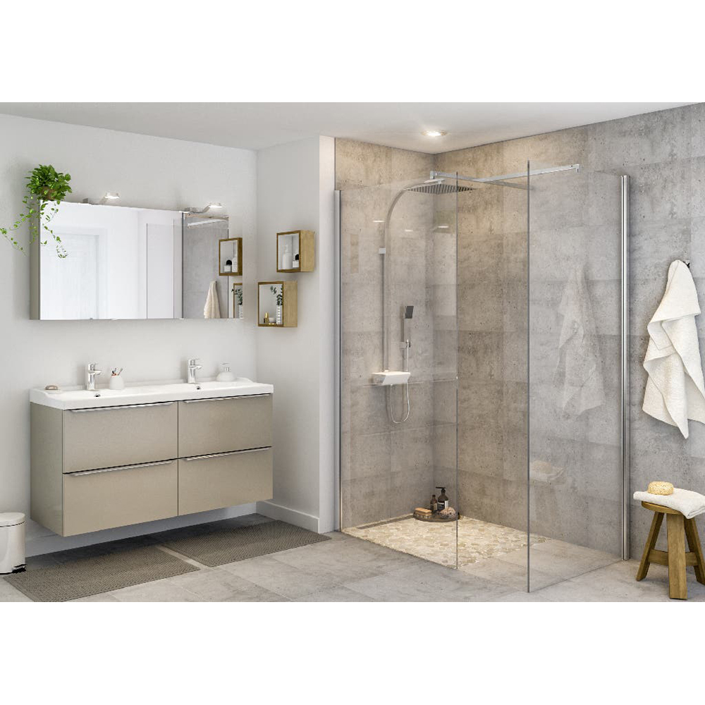 Paravan dus walk-in GOODHOME Beloya, aluminiu, sticla securizata 8mm, 80 x 195 cm, profil crom
