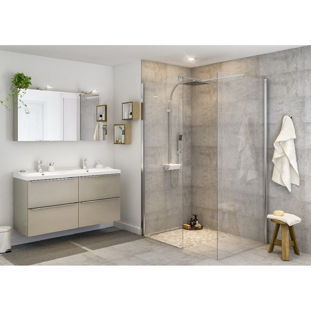 Paravan dus walk-in GOODHOME Beloya, aluminiu, sticla securizata 8mm, 90 x 195 cm, profil crom