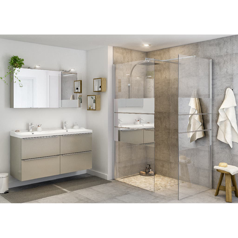 Paravan dus walk-in GOODHOME Beloya, aluminiu, sticla securizata 8mm, 80 x 195 cm, profil crom