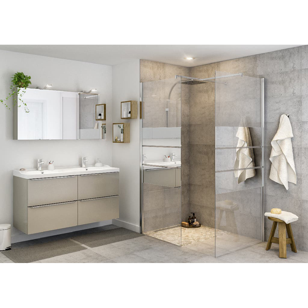 Paravan dus walk-in GOODHOME Beloya, aluminiu, sticla oglinda, 90 x 195 cm, profil crom