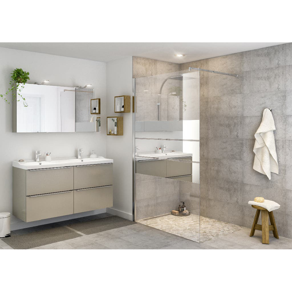 Paravan dus walk-in GOODHOME Beloya, aluminiu, sticla oglinda, 120 x 195 cm, profil crom