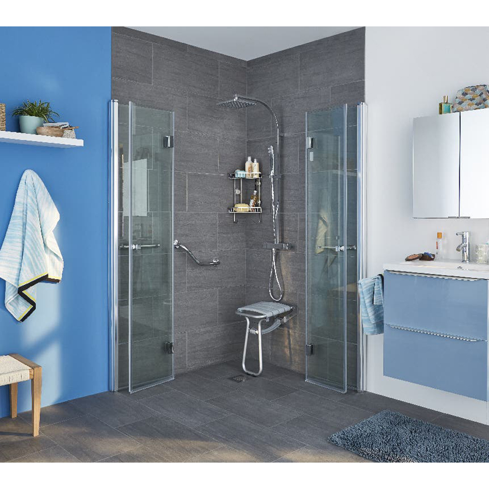 Usa dus pliabila GOODHOME Beloya, aluminiu, sticla securizata 8mm, 90 x 195 cm, profil crom