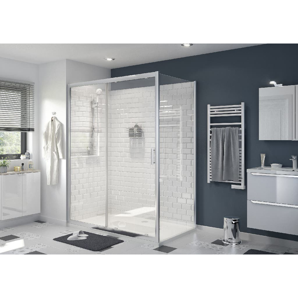 Usa dus glisanta GOODHOME Beloya, aluminiu, sticla securizata 8mm, 160 x 195 cm, profil crom