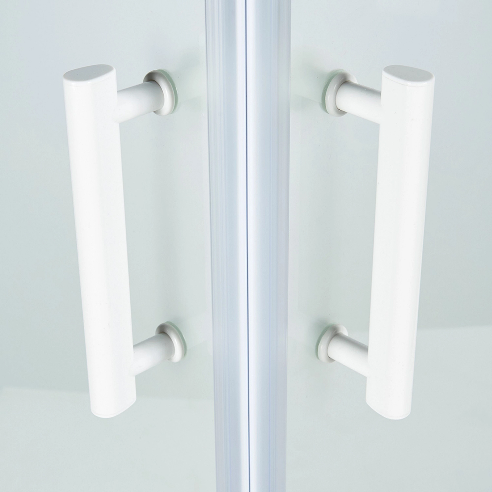 Cabina dus standard COOKE & LEWIS Onega, patrata, profil aluminiu, sticla opaca, 80 x 80 x 190 cm, alb