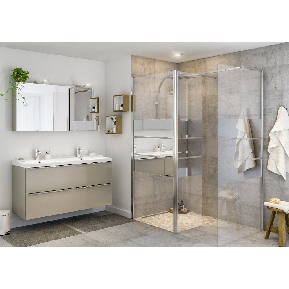 Paravan dus walk-in GOODHOME Beloya, aluminiu, sticla securizata 8mm, 125 x 195 cm, profil crom