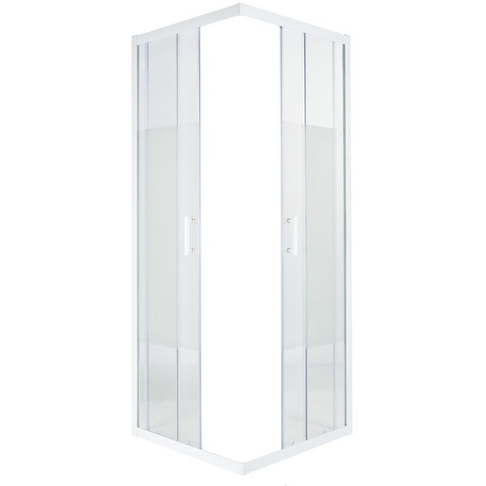 Cabina dus standard COOKE & LEWIS Onega, patrata, profil aluminiu, sticla opaca, 90 x 90 x 190 cm, alb