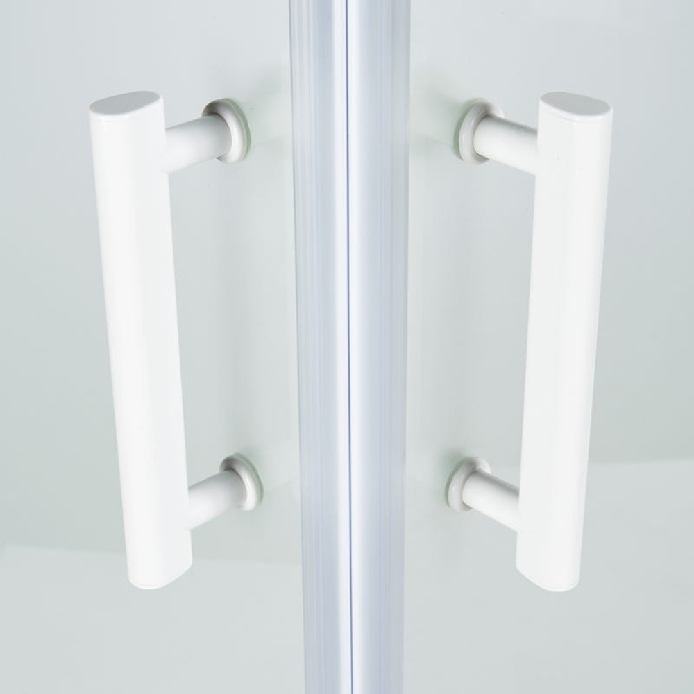 Cabina dus standard COOKE & LEWIS Onega, patrata, profil aluminiu, sticla opaca, 90 x 90 x 190 cm, alb