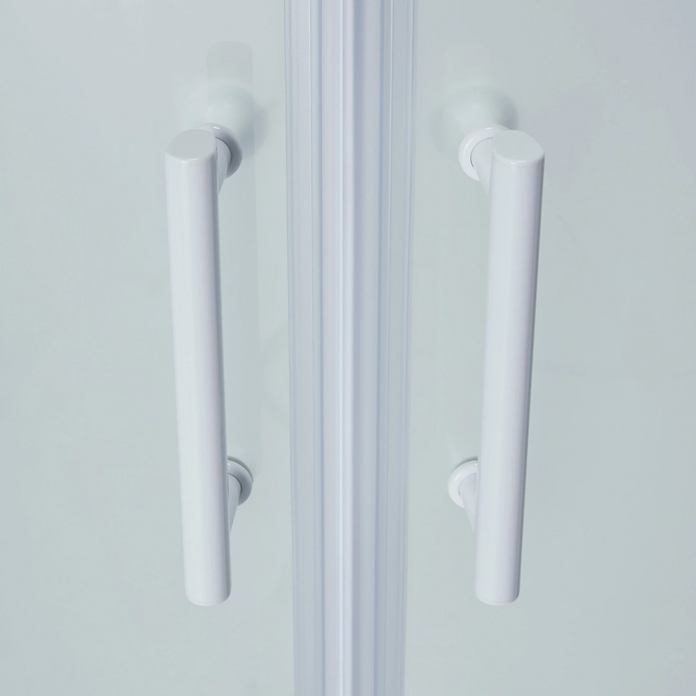 Cabina dus standard COOKE & LEWIS Onega, semirotunda, profil aluminiu, sticla securizata 5mm, 80 x 80 x 190 cm, alb