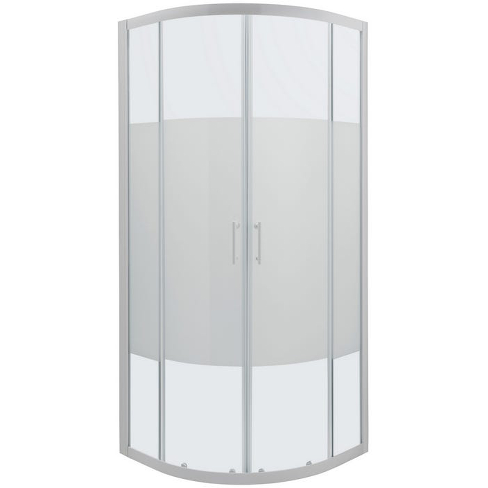 Cabina dus standard COOKE & LEWIS Onega, semirotunda, aluminiu, sticla opaca, 90 x 90 x 190 cm, profil alb