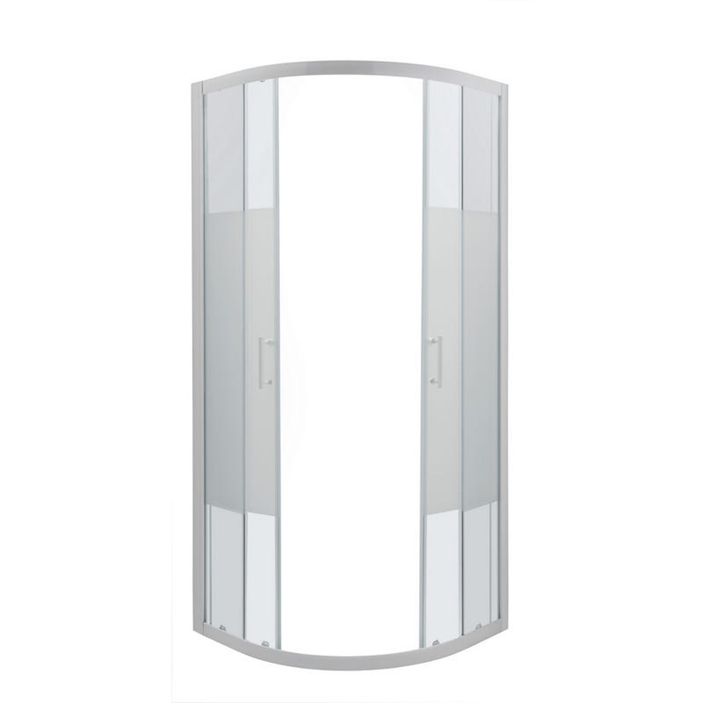 Cabina dus standard COOKE & LEWIS Onega, semirotunda, aluminiu, sticla opaca, 90 x 90 x 190 cm, profil alb