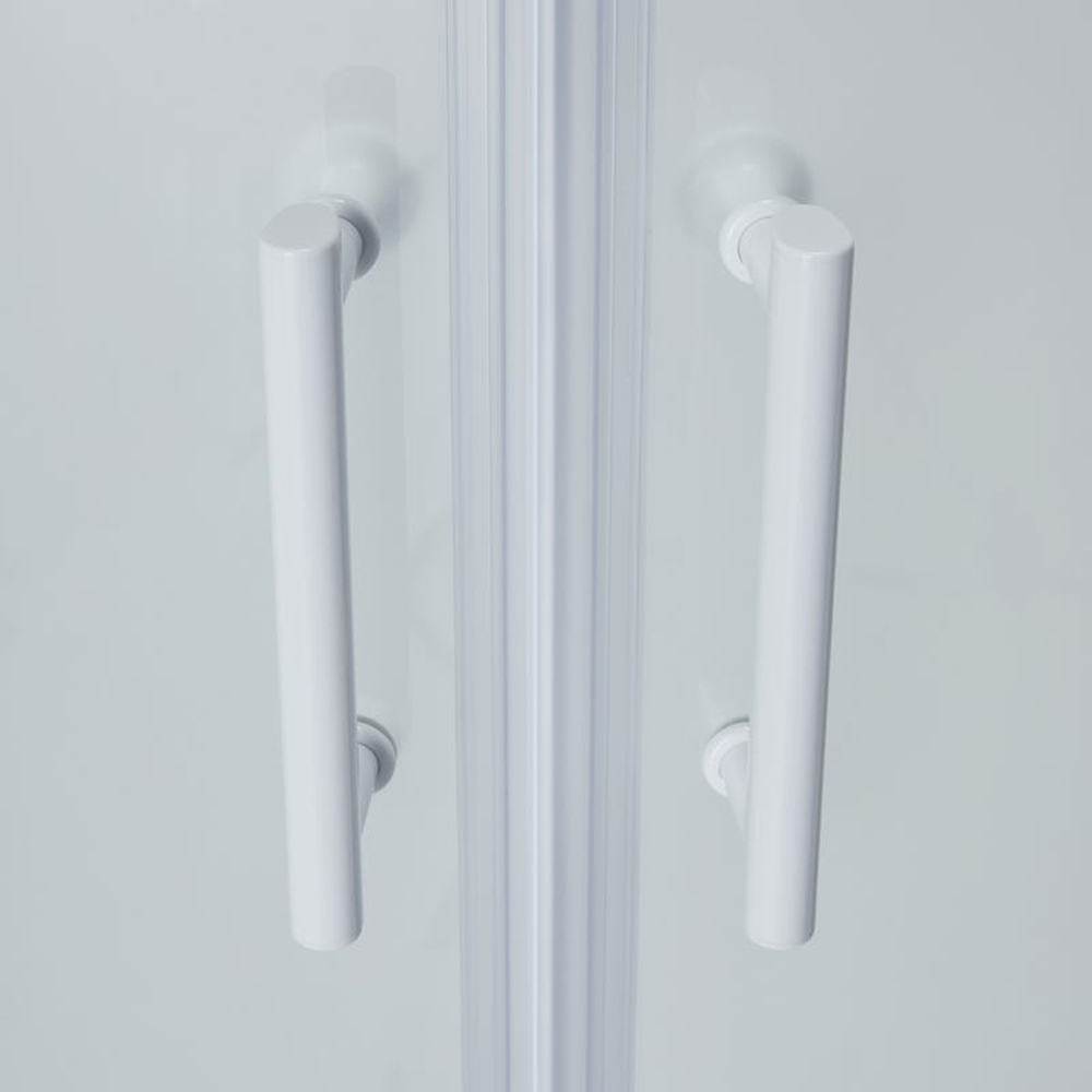 Cabina dus standard COOKE & LEWIS Onega, semirotunda, aluminiu, sticla opaca, 90 x 90 x 190 cm, profil alb