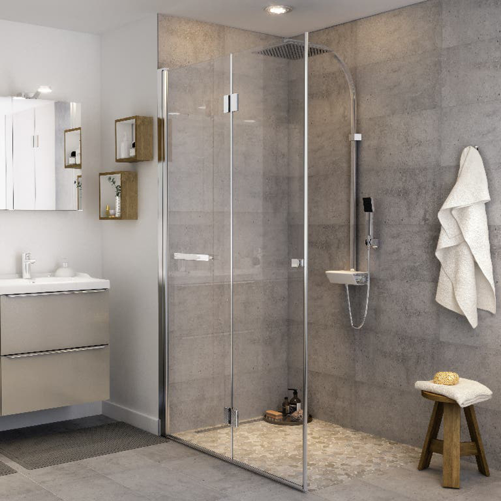 Usa dus pliabila GOODHOME Beloya, aluminiu, sticla securizata 8mm, 120 x 195 cm, profil crom