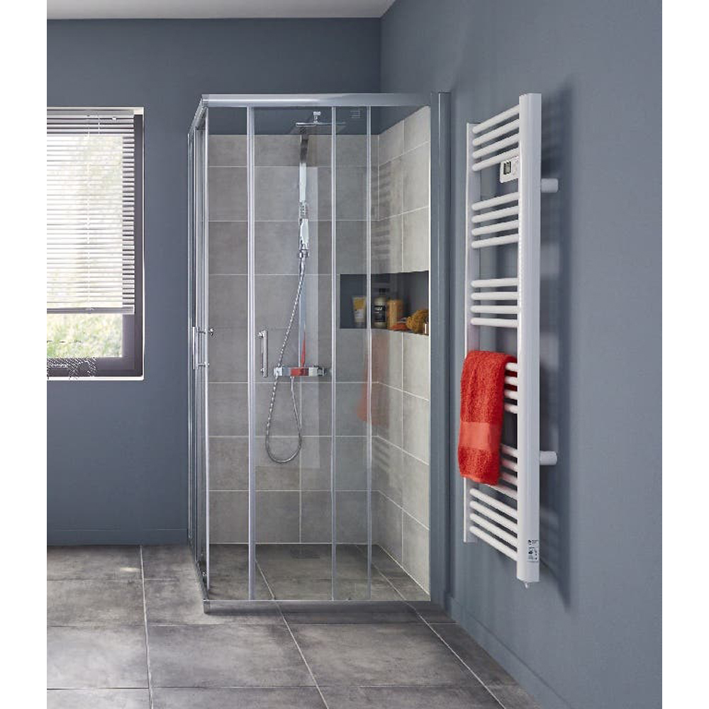 Cabina de dus COOKE & LEWIS Onega, patrata, 90 x 90 x 190 cm, sticla securizata 5mm, profil crom