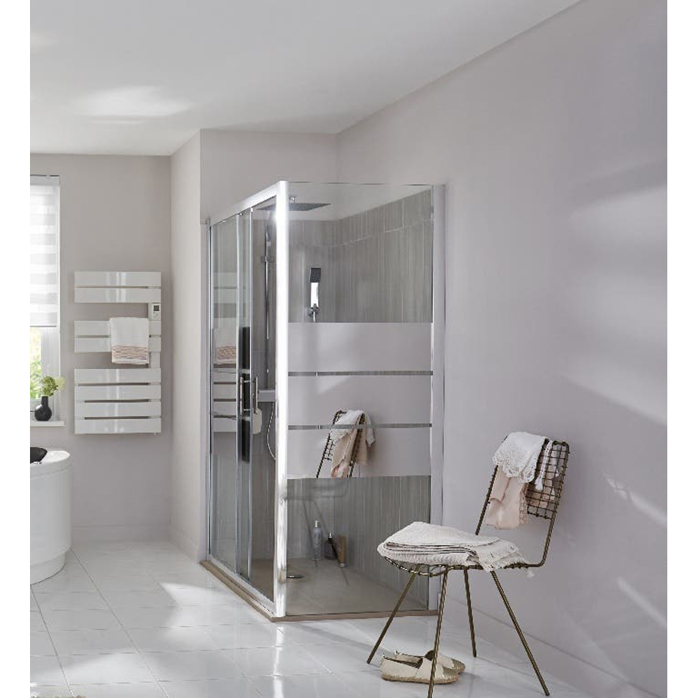 Usa dus glisanta GOODHOME Beloya, aluminiu, sticla oglinda 8mm, 120 x 195 cm, profil crom