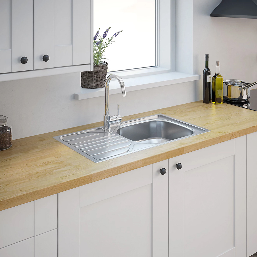 Chiuveta bucatarie COOKE & LEWIS Turing, 1 cuva, picurator reversibil, inox, finisaj anticalcar