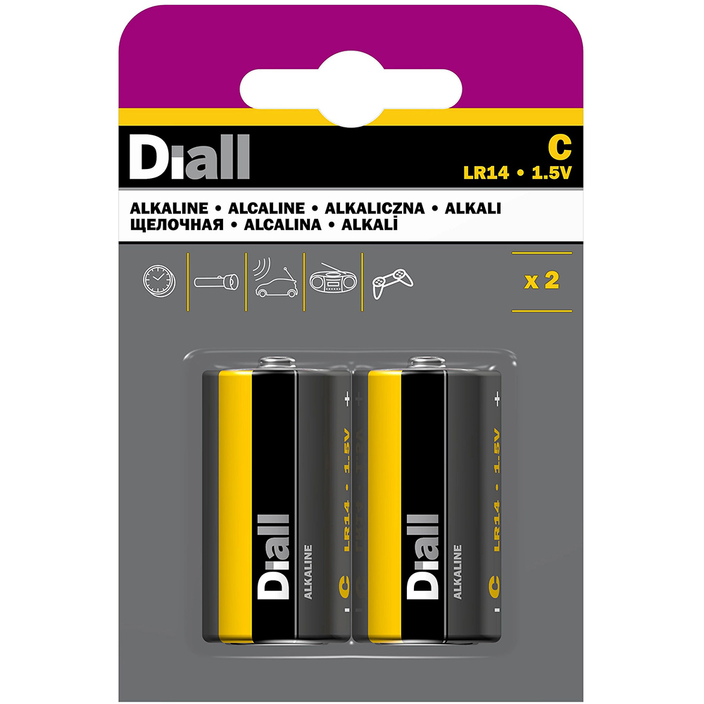 Baterii alcaline C LR14 DIALL, 1.5V, 2 buc