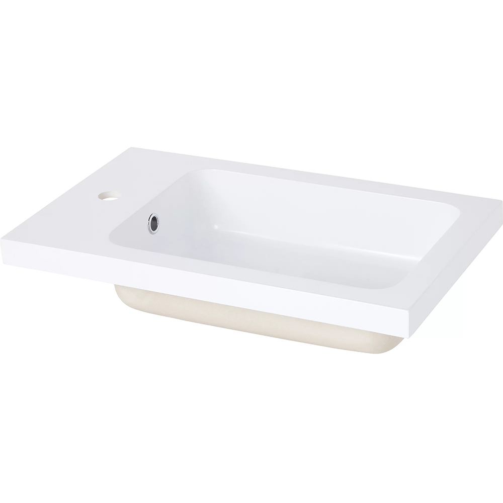 Lavoar baie GOODHOME Makonda, rasina, 60.4 x 36.2 cm, alb lucios