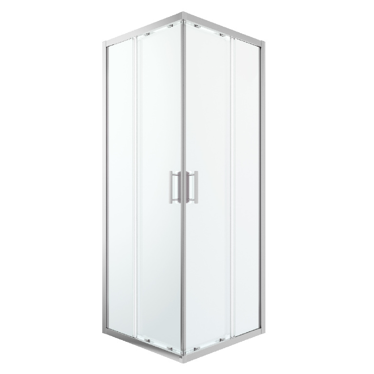 Cabina dus standard GoodHome Beloya, patrata, 80 x 80 x 195 cm, sticla securizata 8mm, profil crom