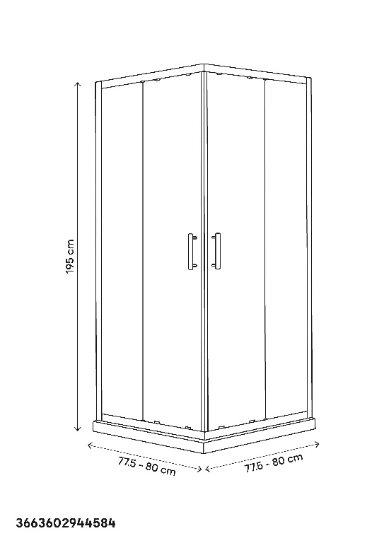 Cabina dus standard GoodHome Beloya, patrata, 80 x 80 x 195 cm, sticla securizata 8mm, profil crom
