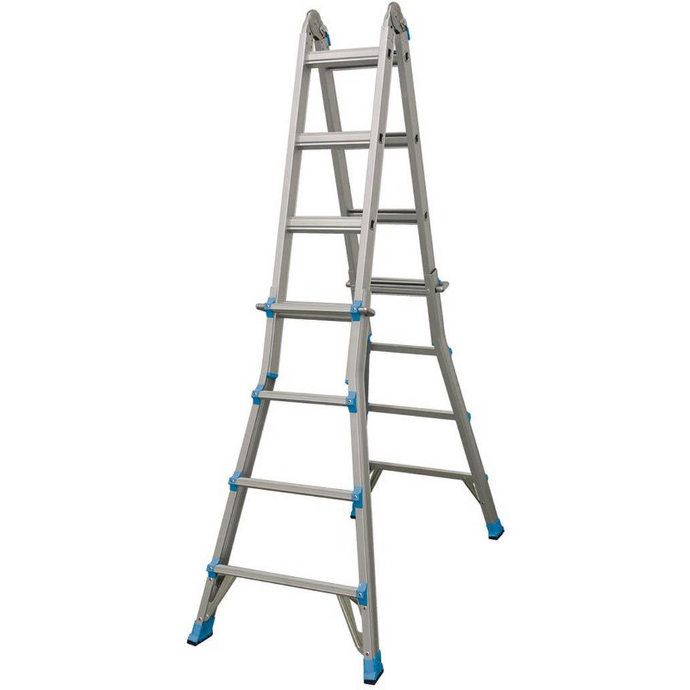 Scara telescopica MAC ALLISTER, 380 cm inaltime lucru, 1x13 cm, argintiu