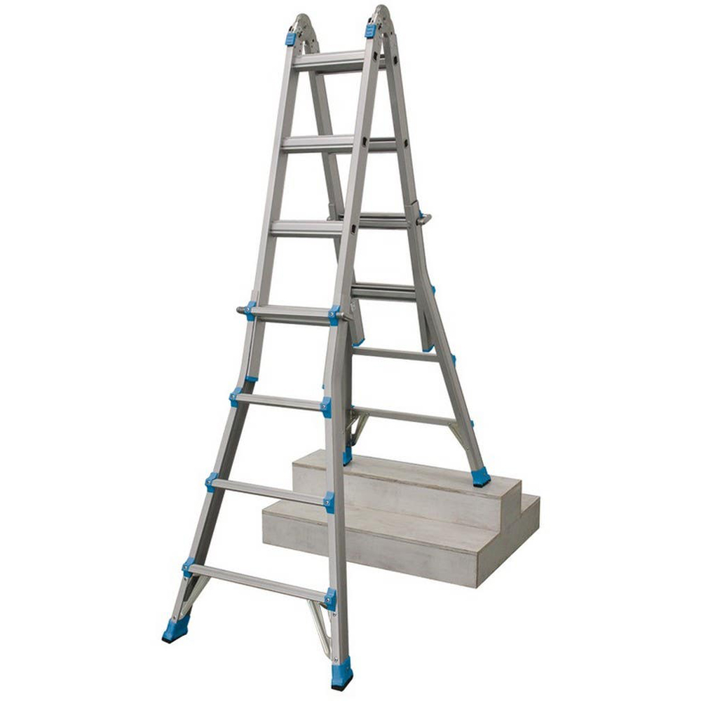 Scara telescopica MAC ALLISTER, 380 cm inaltime lucru, 1x13 cm, argintiu