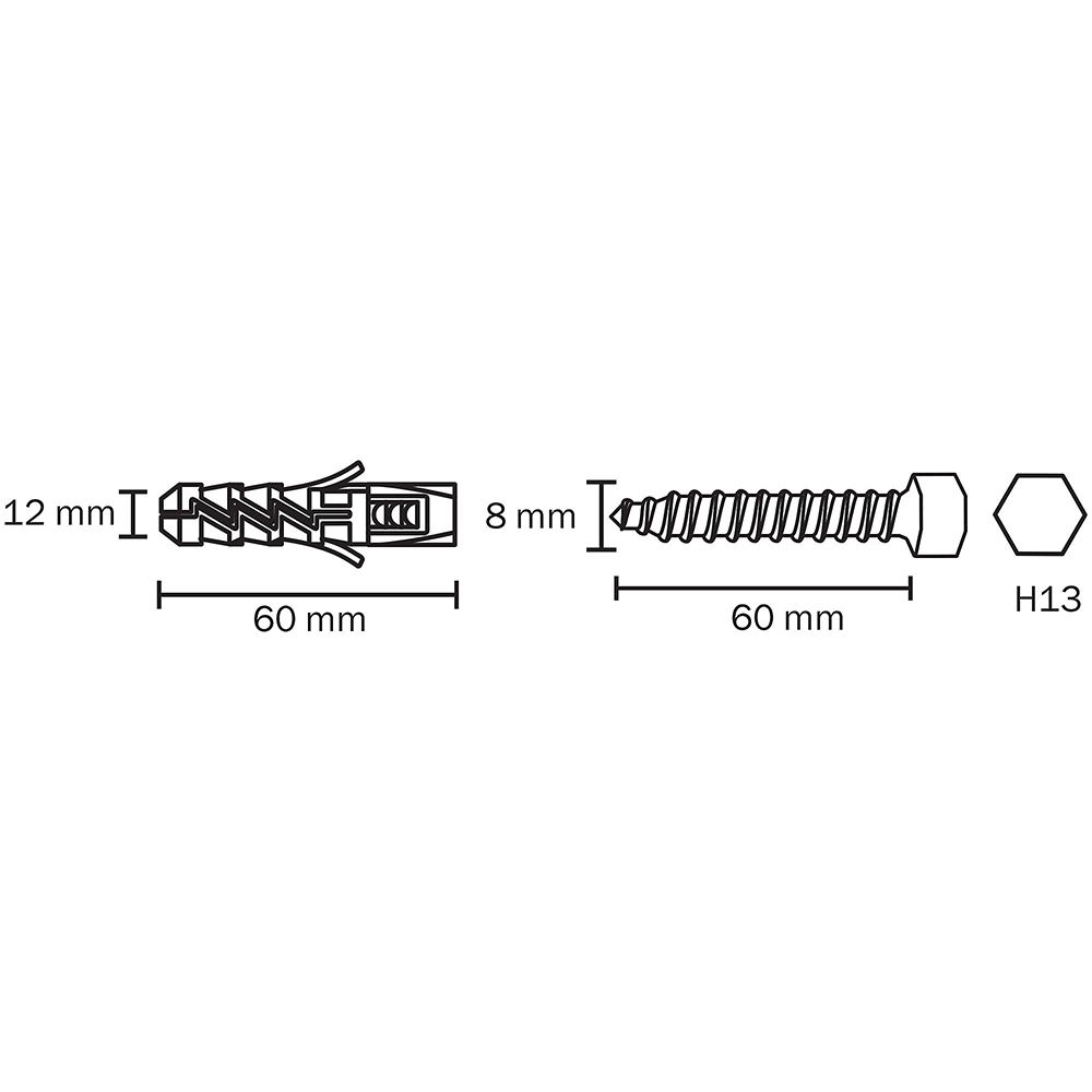 Diblu DIALL, 12 x 60 mm, nylon, 4 buc