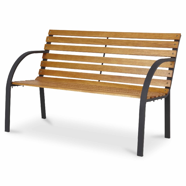 Banca terasa GOODHOME Norfolk, metal, 122 x 64 x 81 cm, maro