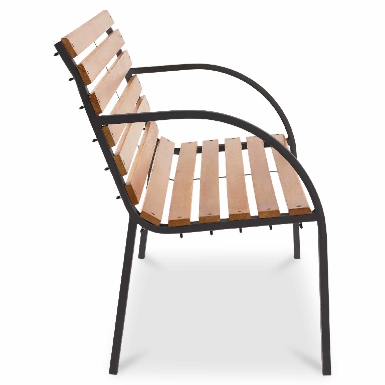 Banca terasa GOODHOME Norfolk, metal, 122 x 64 x 81 cm, maro