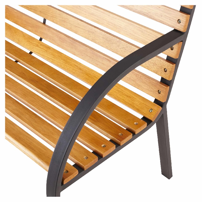 Banca terasa GOODHOME Norfolk, metal, 122 x 64 x 81 cm, maro