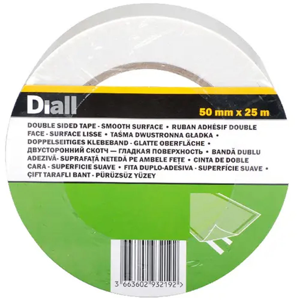 Banda auto-adeziva DIALL 100581057, 50 mm x 25 m, alb
