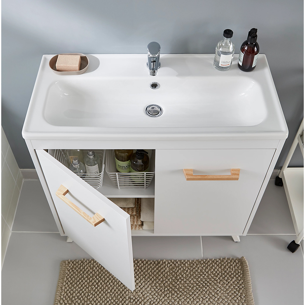 Lavoar baie GOODHOME Towan, ceramica, 81.3 x 37.1 cm, alb lucios