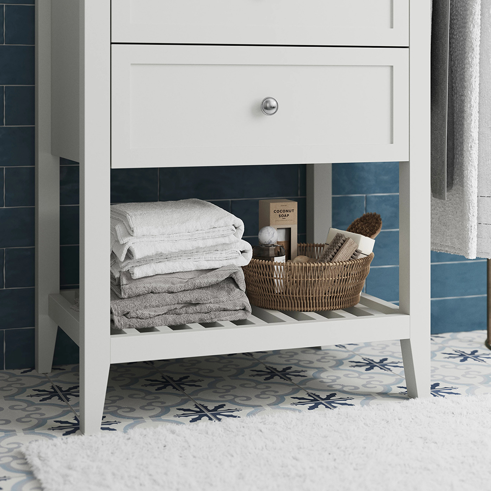 Baza lavoar GOODHOME Perma, 2 sertare, 60 x 45 x 80.6 cm, alb