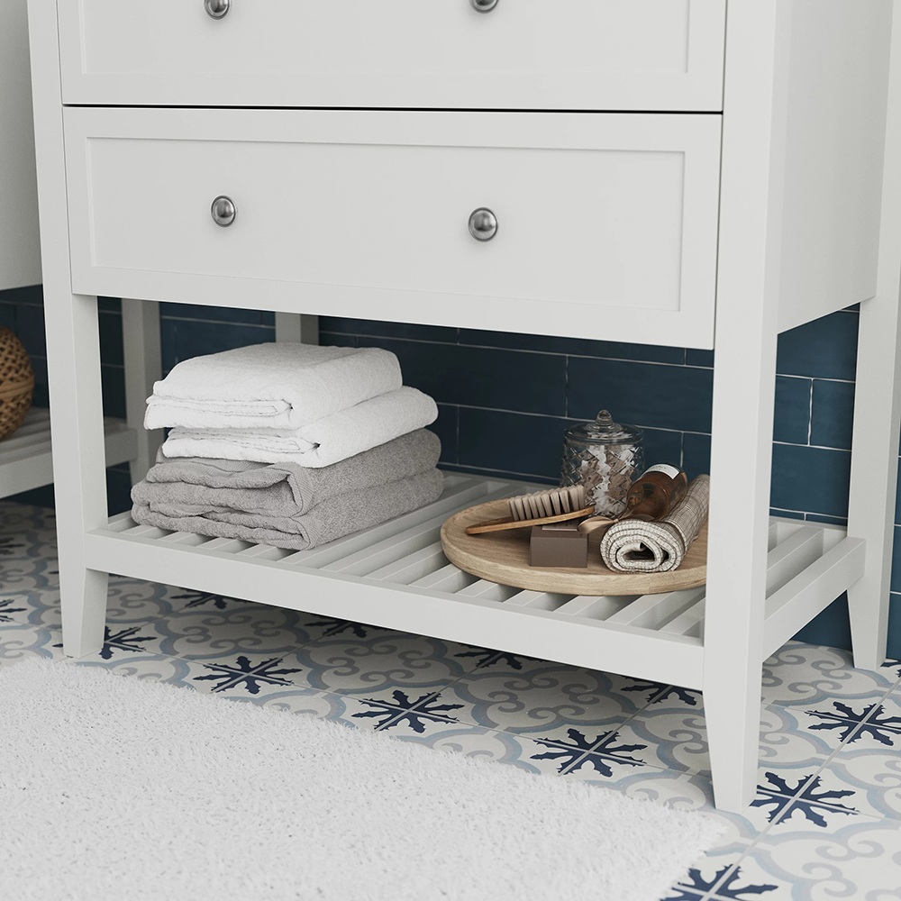 Baza lavoar GOODHOME Perma, 2 sertare, 80 x 45 x 80.6 cm, alb