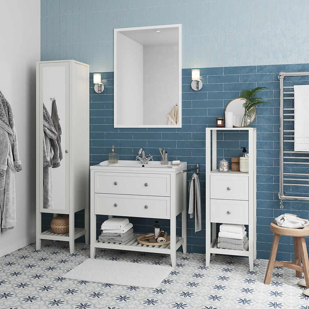 Baza lavoar GOODHOME Perma, 2 sertare, 80 x 45 x 80.6 cm, alb