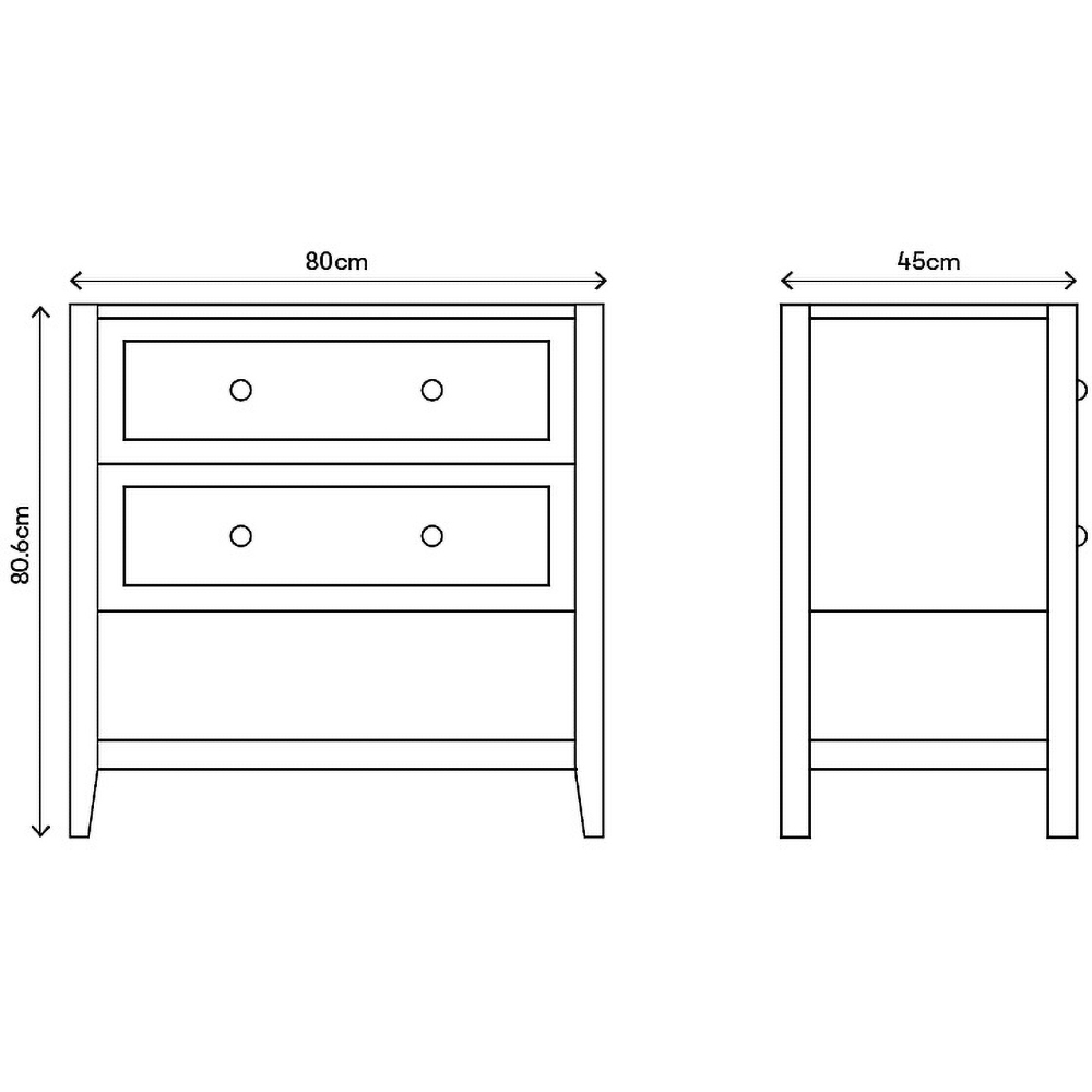 Baza lavoar GOODHOME Perma, 2 sertare, 80 x 45 x 80.6 cm, alb