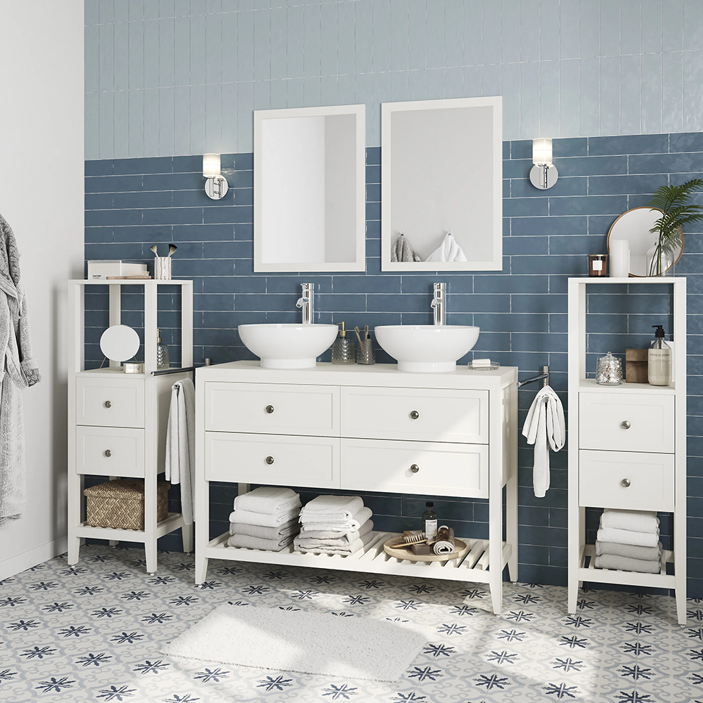 Baza lavoar GOODHOME Perma, 4 sertare, 120 x 45 x 80.6 cm, alb
