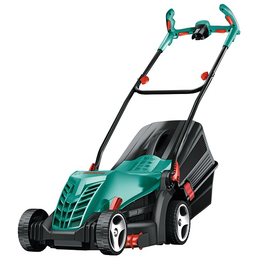 Masina de tuns gazonul BOSCH, Electrica, 1400W, latime taiere 37 cm, cos 40L, negru-verde