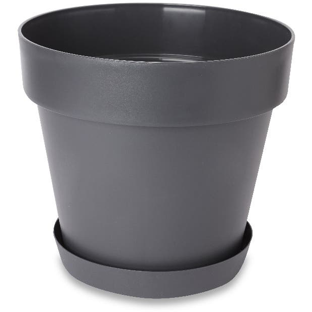 Ghiveci flori VERVE, plastic, D 40 cm, gri
