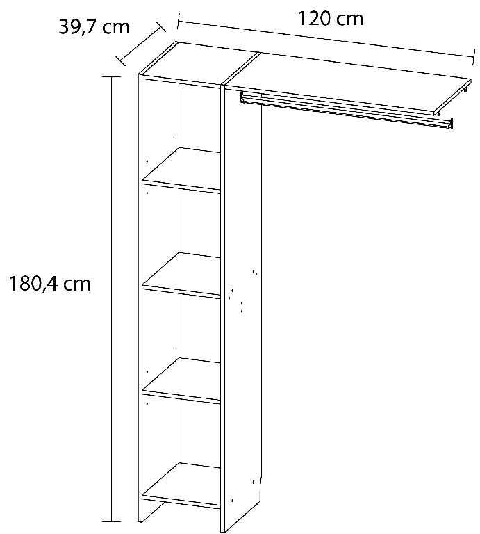 Kit Dressing, alb, 180.4 cm Pole