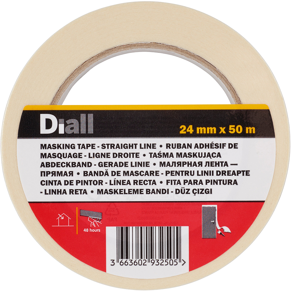 Banda adeziva pentru mascare DIALL, 24 mm x 50 m, bej