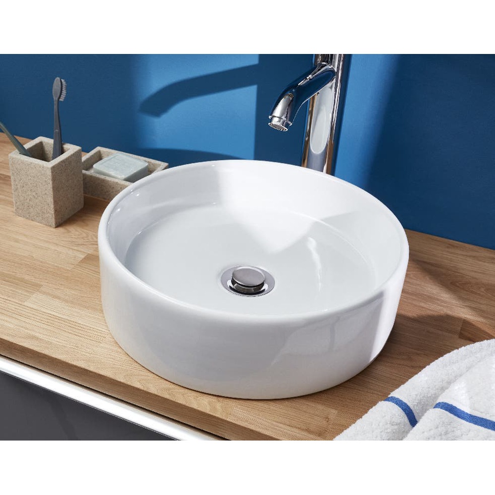 Lavoar pe blat GOODHOME Scalea, ceramica, 35 cm, alb lucios