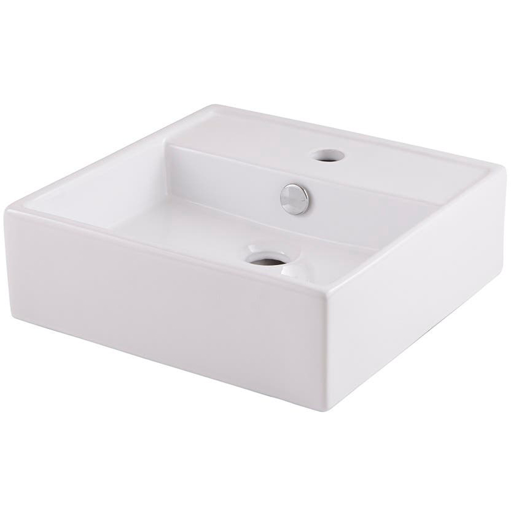Lavoar pe blat GOODHOME Hendra, ceramica, 38 x 38 cm, alb lucios