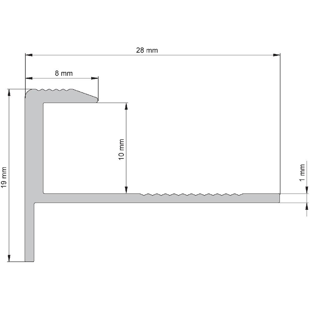 Profil treapta colt Diall, 10 x 2500 mm, aluminiu brut