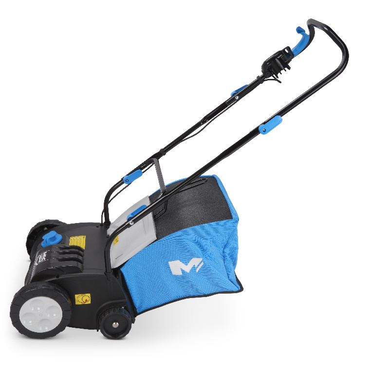 Scarificator si aerator gazon 2 in 1 MAC ALLISTER GV1438B Combo, Electric, 1400W, latime de lucru 37 cm, sac colectare 52 L, albastru-negru
