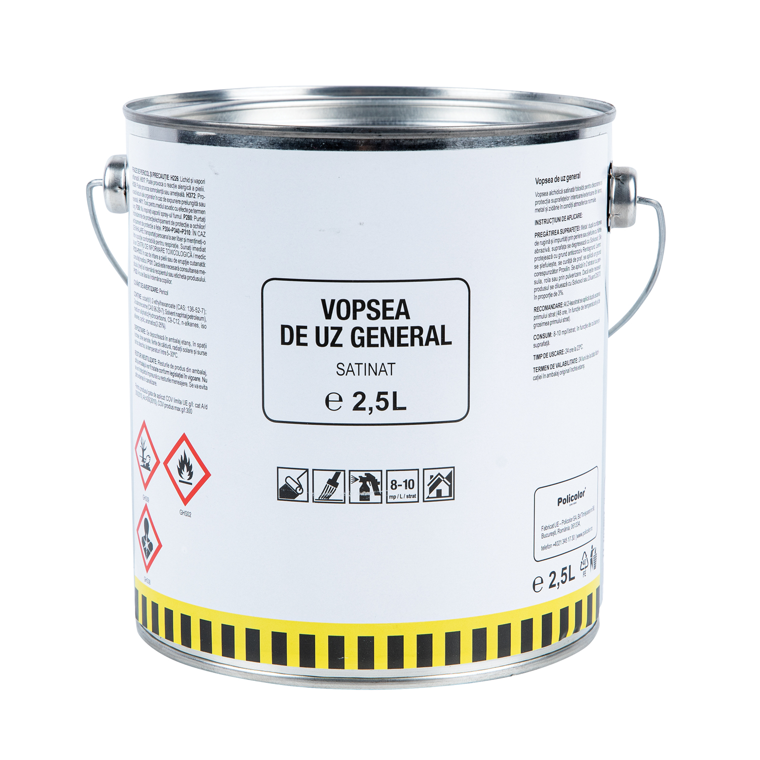 Vopsea de uz general, culoare alb, 2.5 L