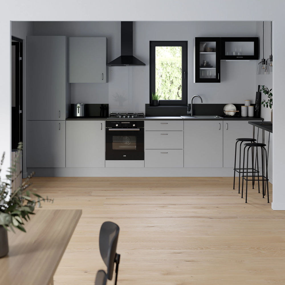 Front usa GOODHOME Winterana, sticla, 39.7 x 71.5 x 2 cm, negru